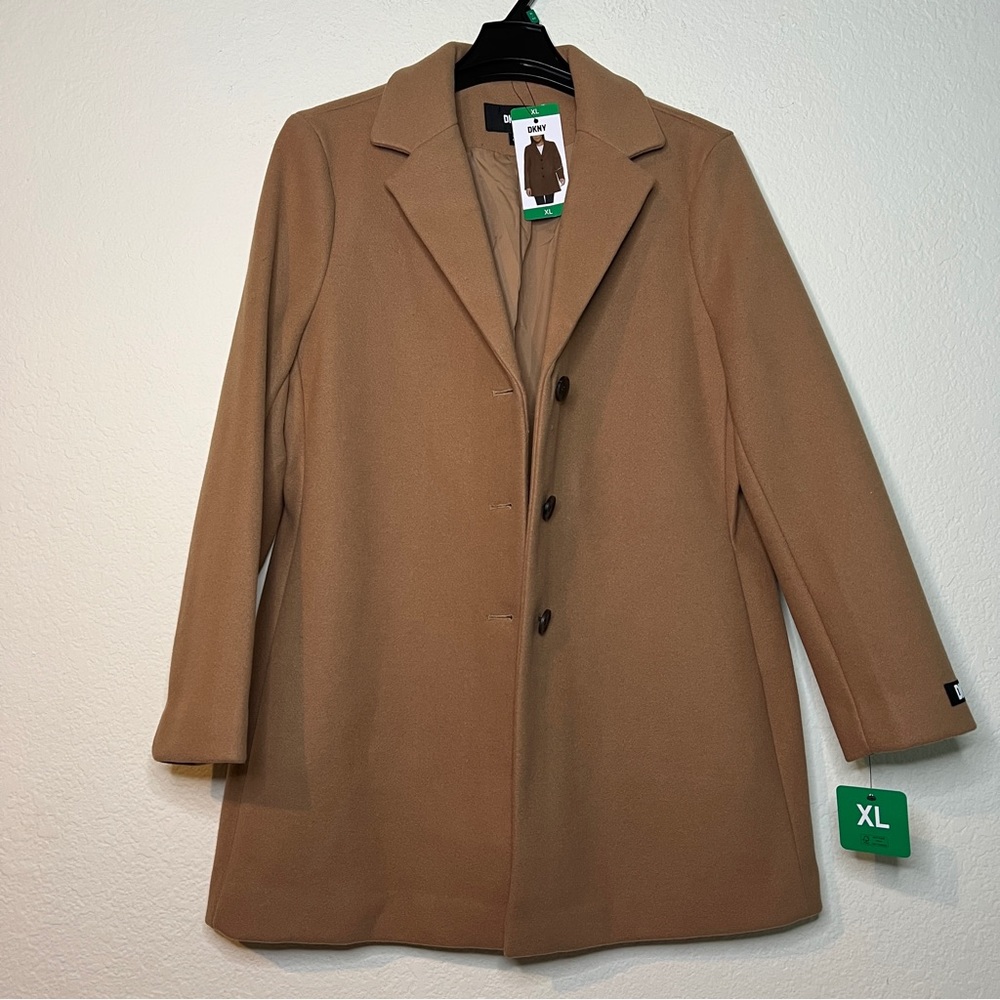 DKNY Women's Walker Wool Camel Coat Size XL